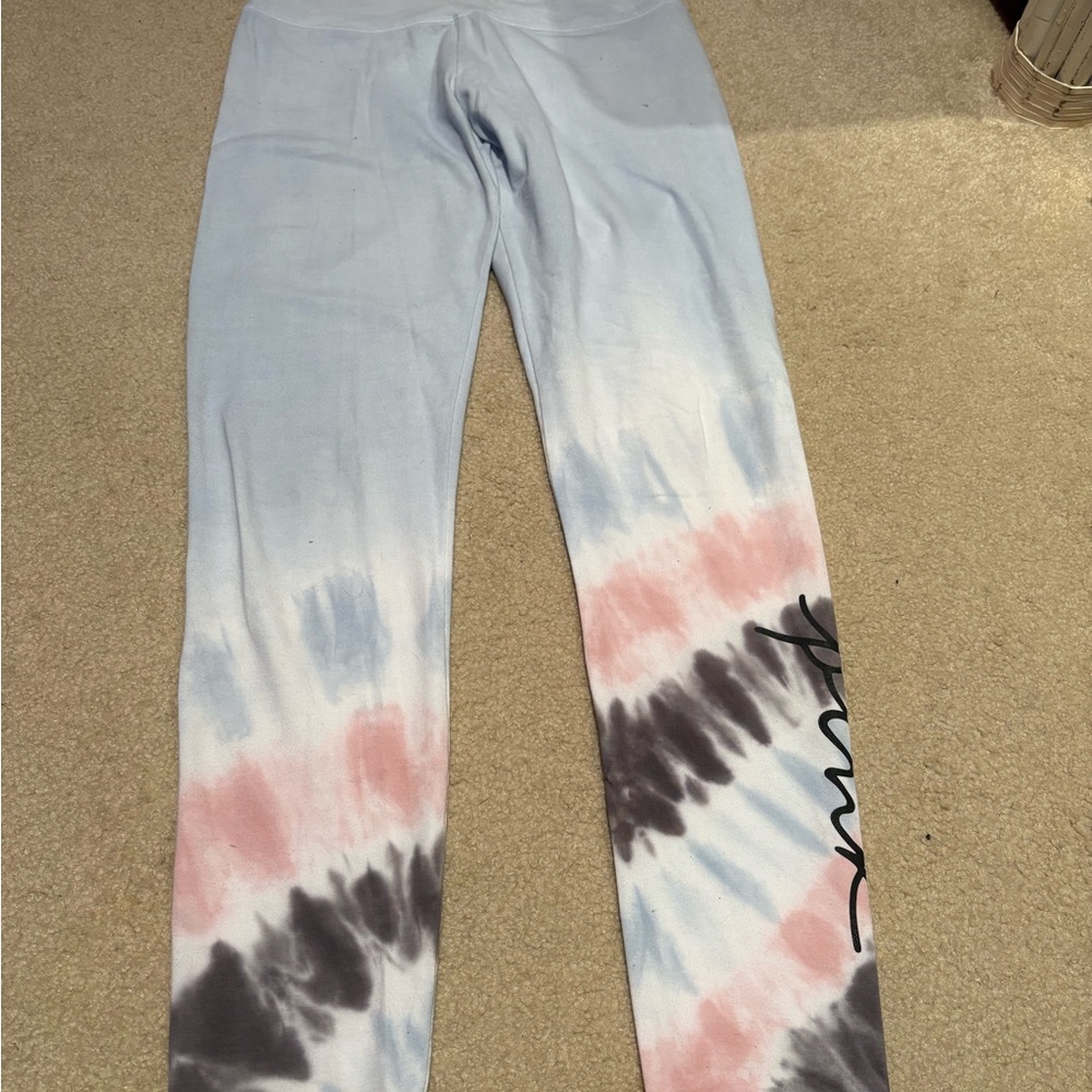 Women’s Tie-Dye Leggings - Light Blue & Pink